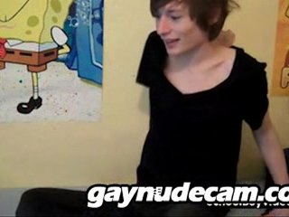 Very cute gay teen 18 year old strips and jerks off