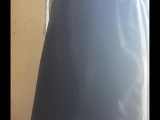 Ebony bubble black butt with cucumber outside watching trash